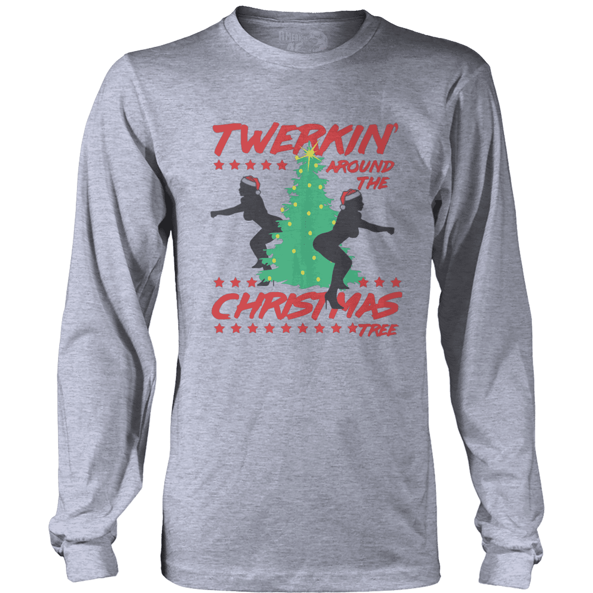 Raglan Mens Long Sleeve / Heather Gray / S Twerking Around The Christmas Tree