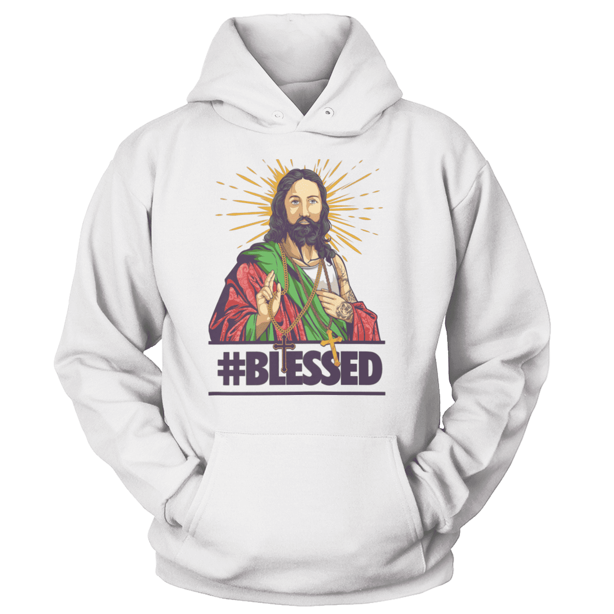 Raglan Unisex Hoodie / White / S #Blessed V1