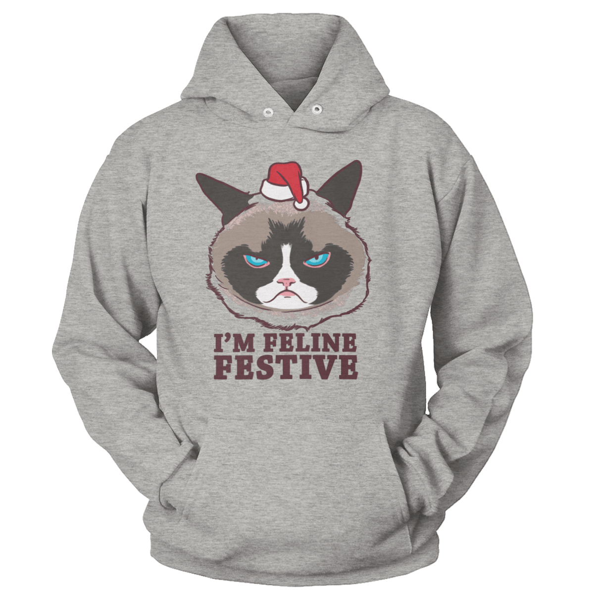Raglan Unisex Hoodie / Heather Gray / S I'm Feline Festive (Ladies)