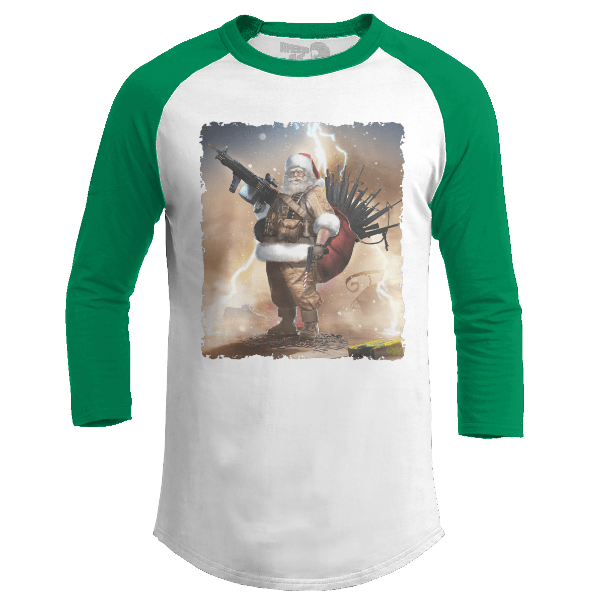 Raglan Raglan / White/Kelly Green / S Colonel Claus - Sand Raglan (Ladies)