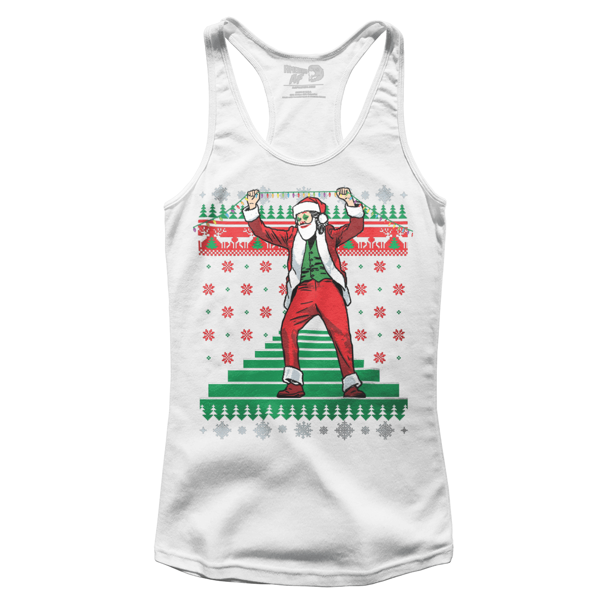 Raglan Premium Ladies Racerback Tank / White / XS The Stairs Christmas (Ladies)