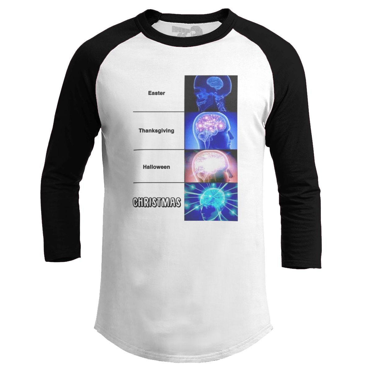 Raglan Raglan / White/Black / S Woke Brain - Meme (Ladies)