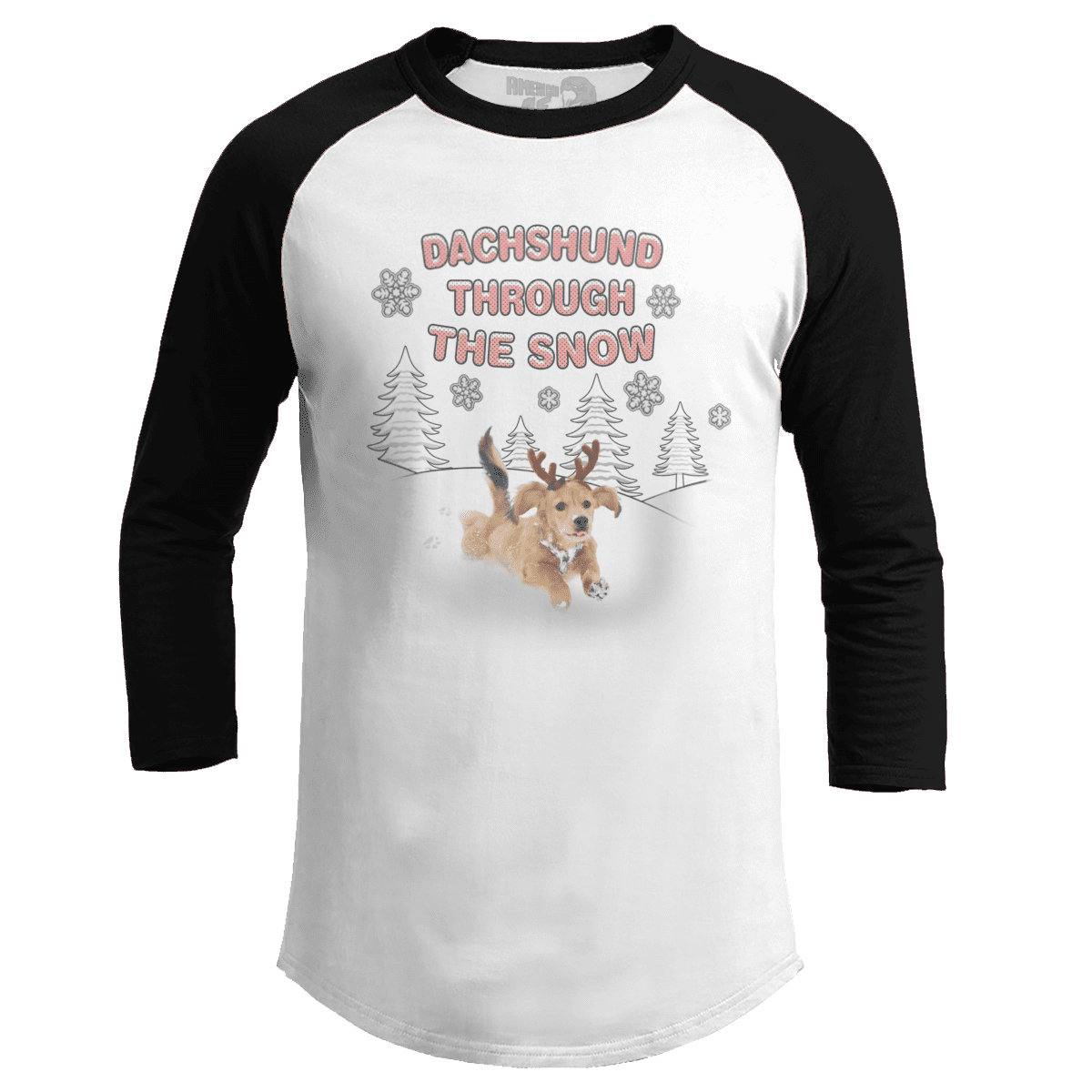 Raglan Raglan / White/Black / S Dachshund Through the Snow