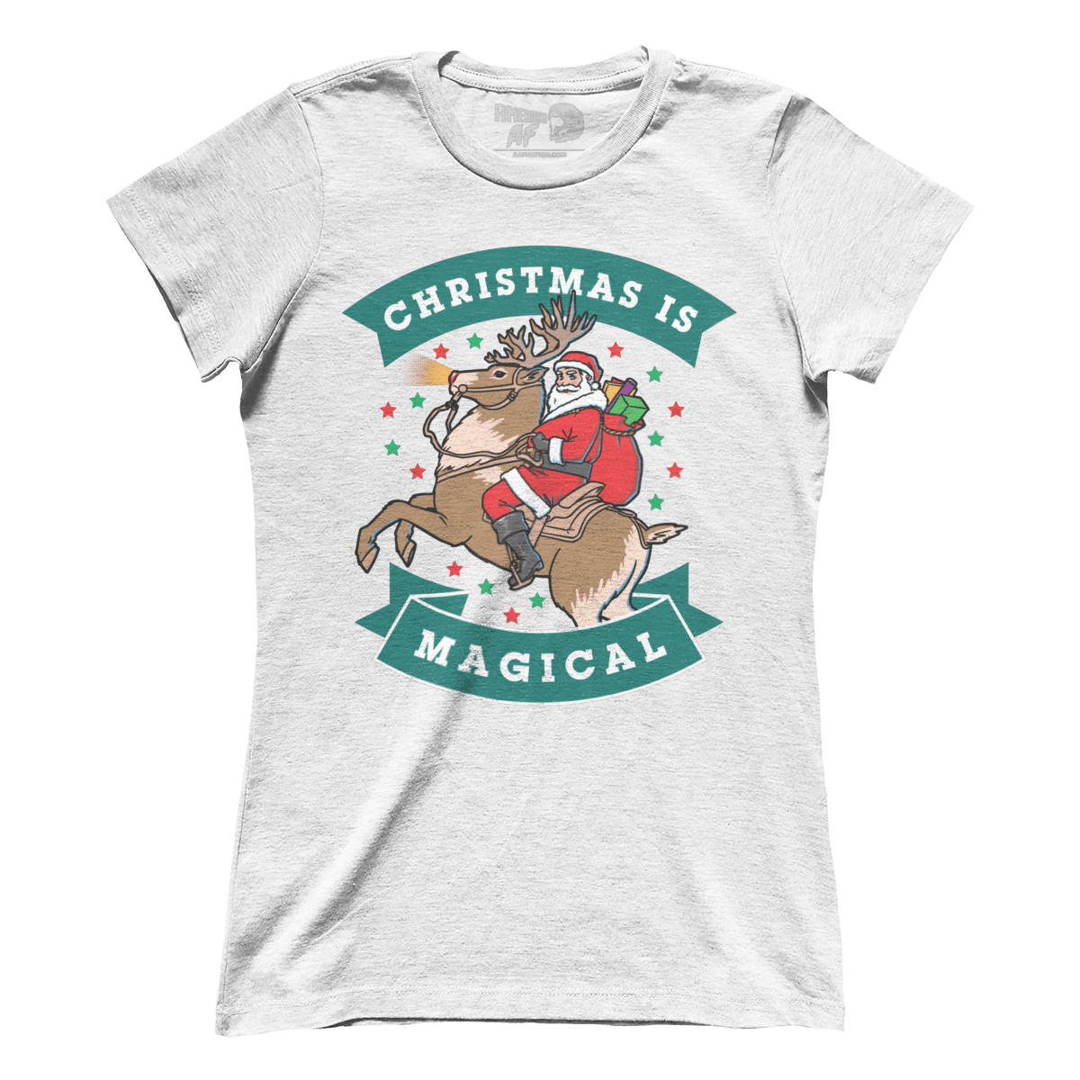 Raglan Premium Ladies Tee / White / S Christmas is Magical V1 (Ladies)