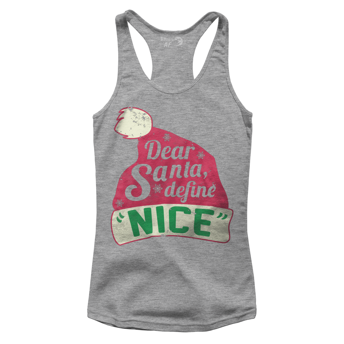 Raglan Premium Ladies Racerback Tank / Heather Gray / XS Define “Nice” (Ladies)