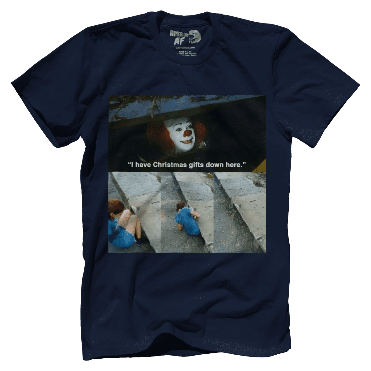 Raglan Premium Mens Shirt / Navy / XS Gifts Down Here - Meme