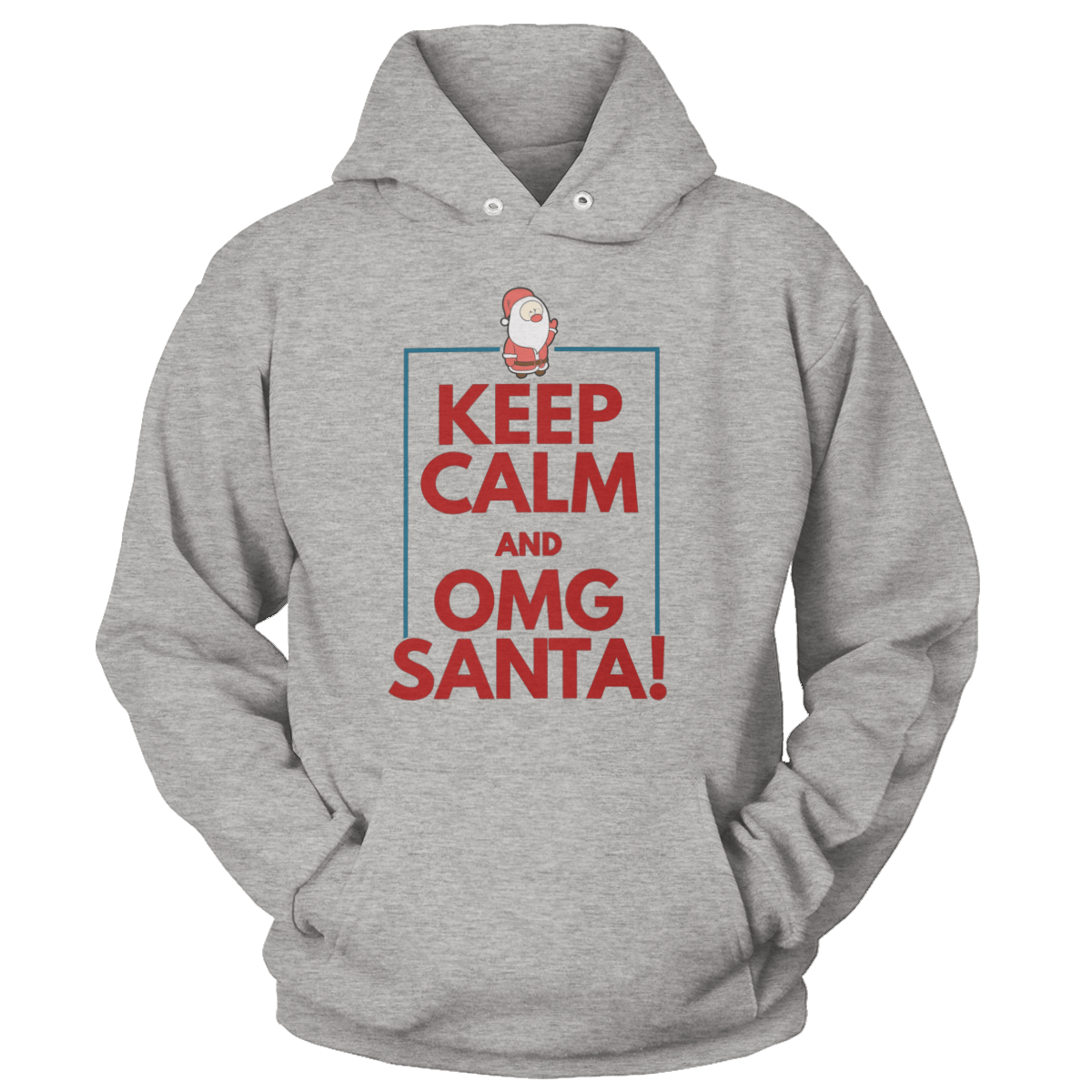 Raglan Unisex Hoodie / Heather Gray / S Keep Calm OMG Santa! (Ladies)