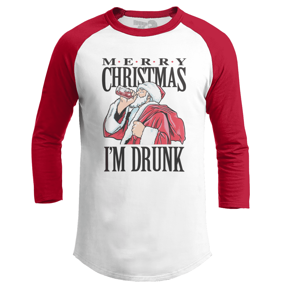 Raglan Raglan / White/Red / S Merry Christmas I'm Drunk