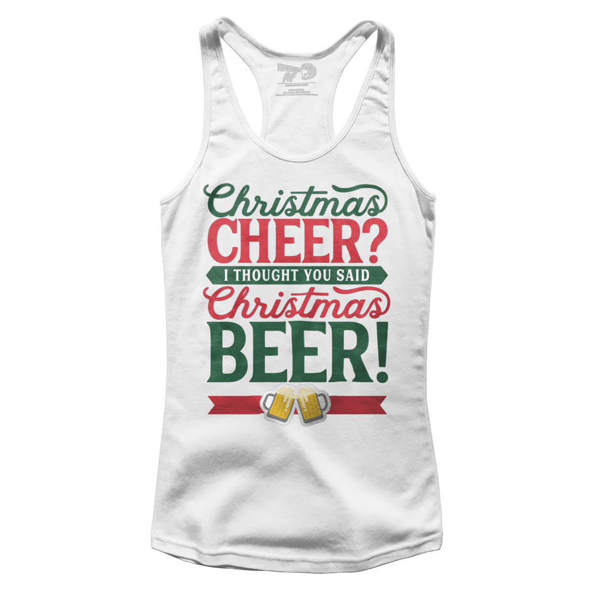 Raglan Premium Ladies Racerback Tank / White / XS Christmas Cheer Christmas Beer (Ladies)