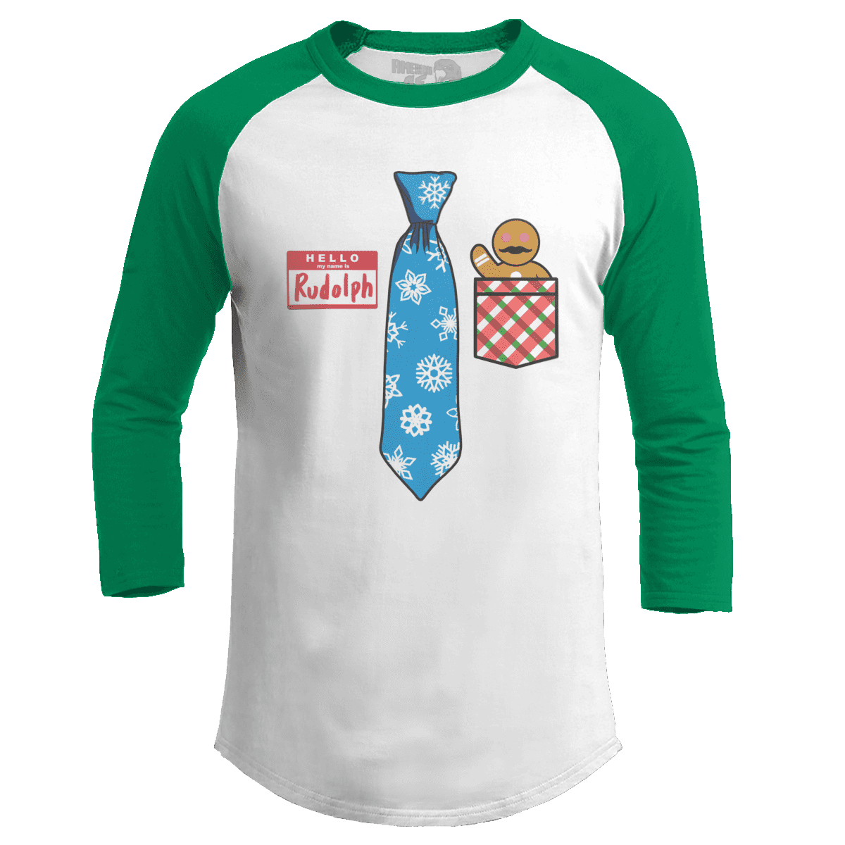 Raglan Raglan / White/Kelly Green / S Hello Im Rudolph