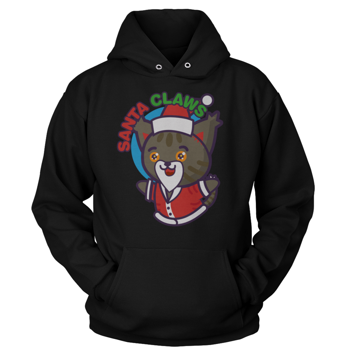 Raglan Unisex Hoodie / Black / S Santa Claws (Ladies)