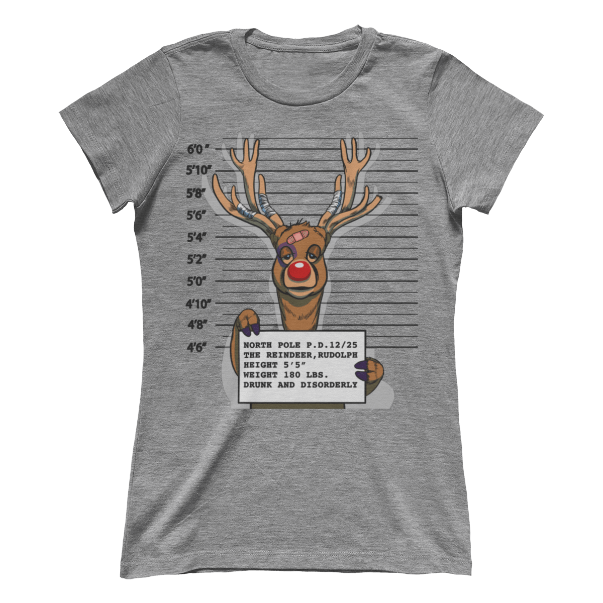 Raglan Premium Ladies Tee / Heather Gray / S Reindeer Arrest (Ladies)