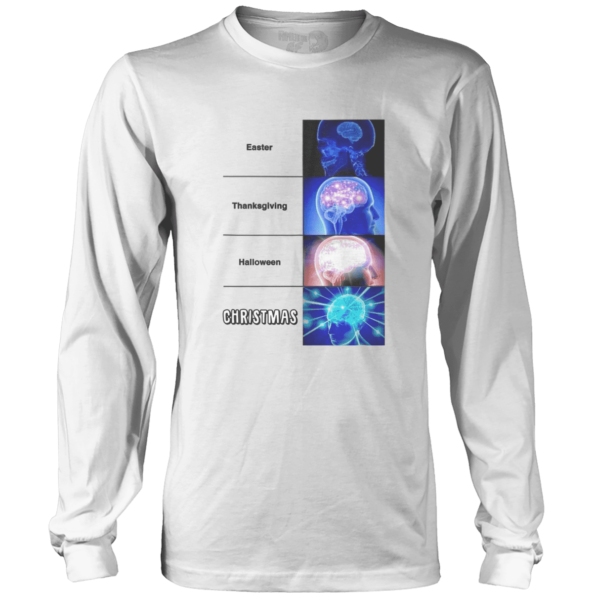 Raglan Mens Long Sleeve / White / S Woke Brain - Meme