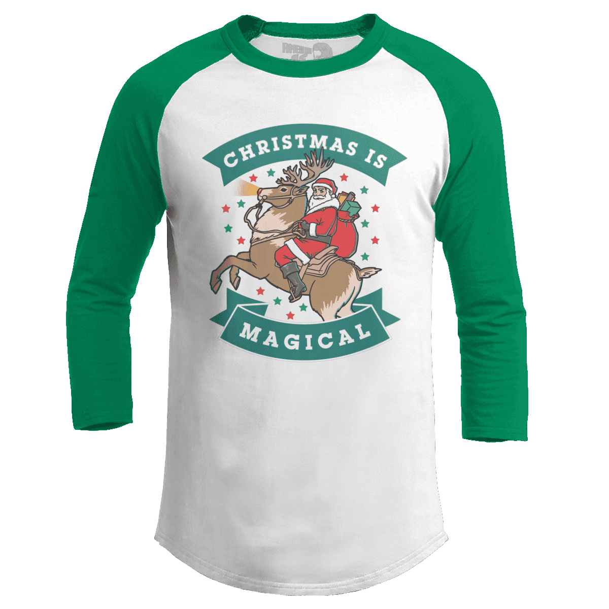 Raglan Raglan / White/Kelly Green / S Christmas is Magical V1