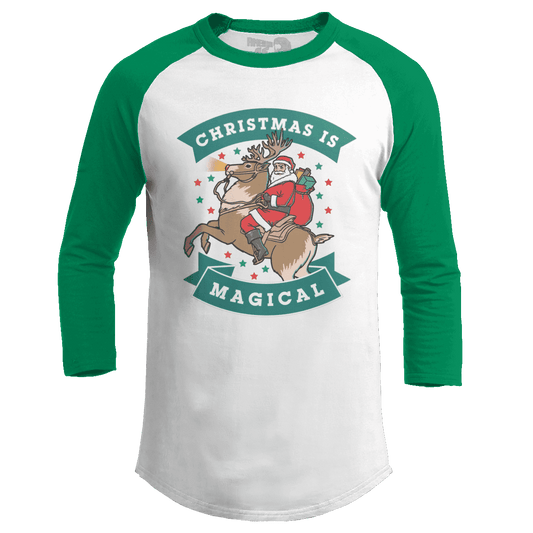 Raglan Raglan / White/Kelly Green / S Christmas is Magical V1