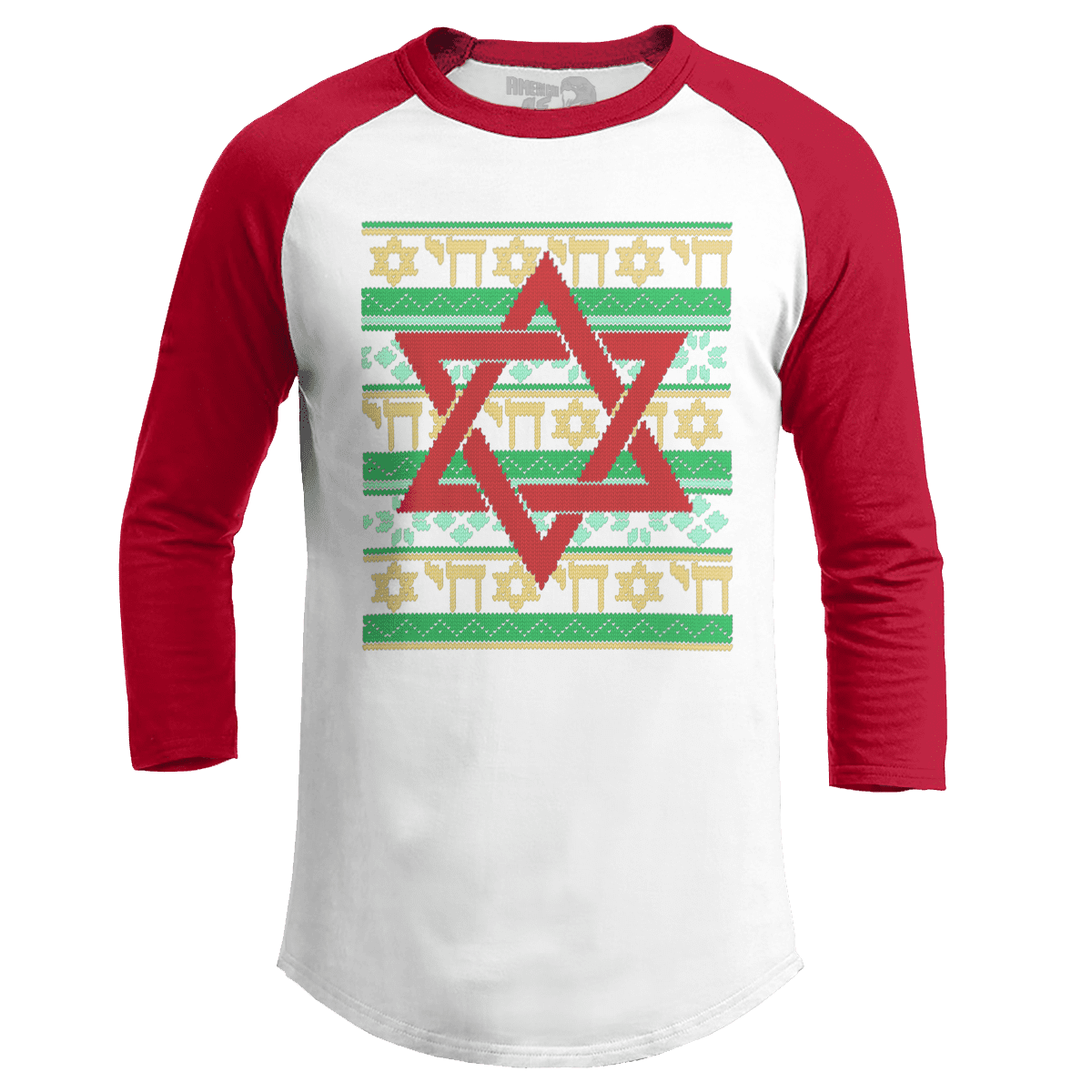 Raglan Raglan / White/Red / S Jewish Star