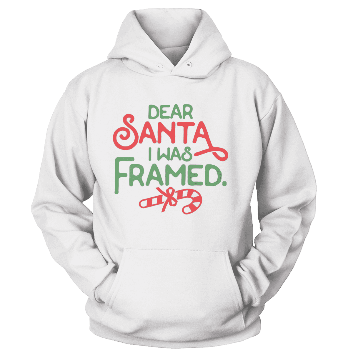 Raglan Unisex Hoodie / White / S Dear Santa, I was Framed