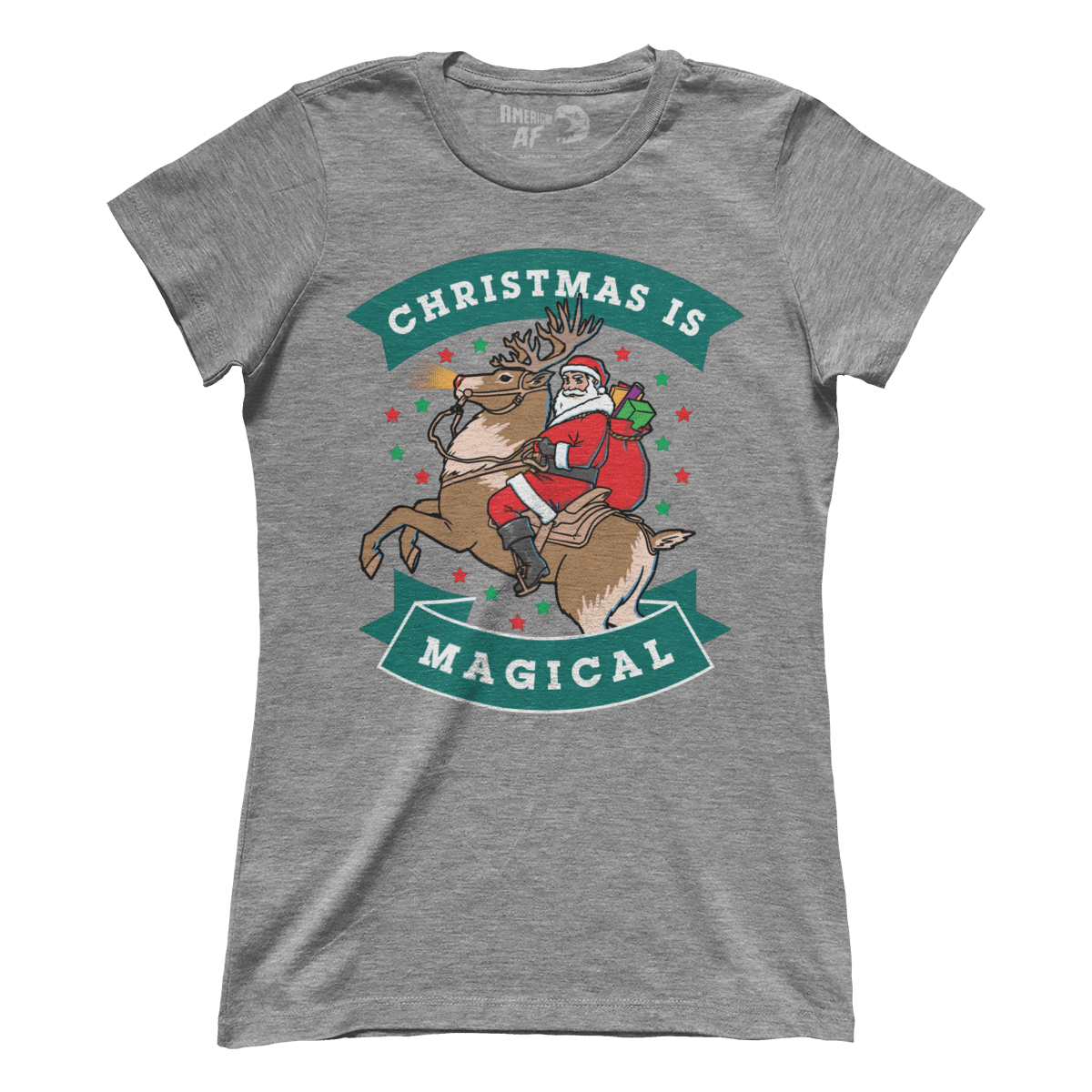 Raglan Premium Ladies Tee / Heather Gray / S Christmas is Magical V1 (Ladies)