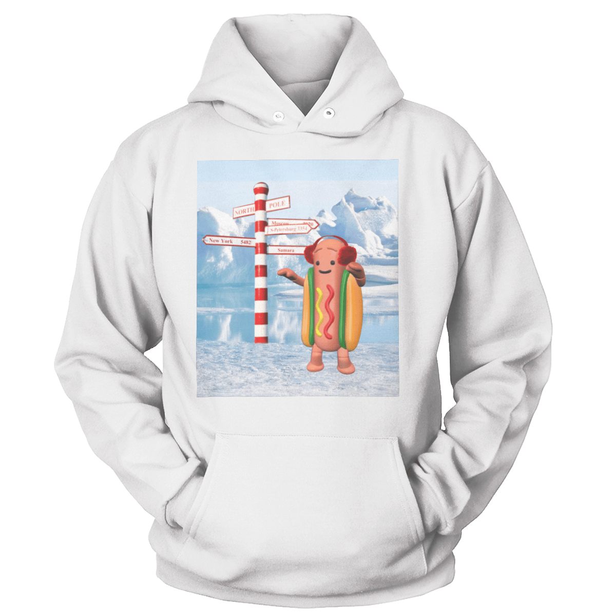 Raglan Unisex Hoodie / White / S Hotdog Christmas - Meme (Ladies)