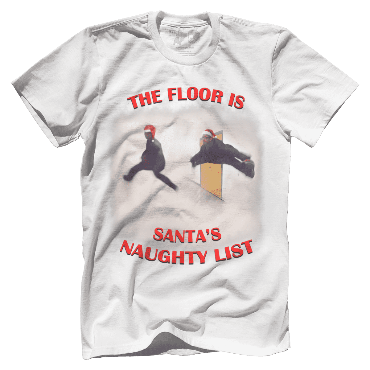 Raglan Premium Mens Shirt / White / XS The Floor is Santa's Naughty List - Meme
