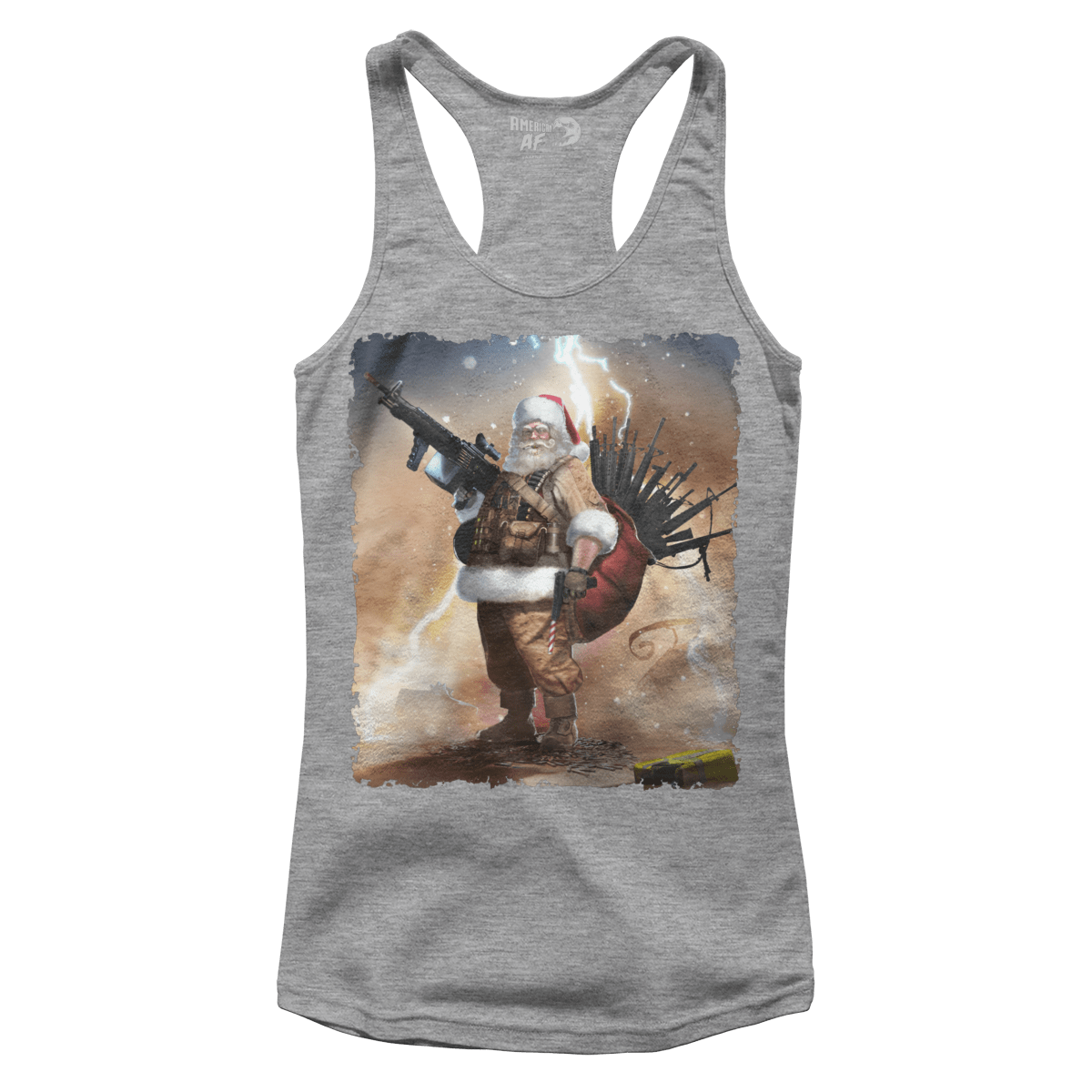 Raglan Premium Ladies Racerback Tank / Heather Gray / XS Colonel Claus - Sand Raglan (Ladies)
