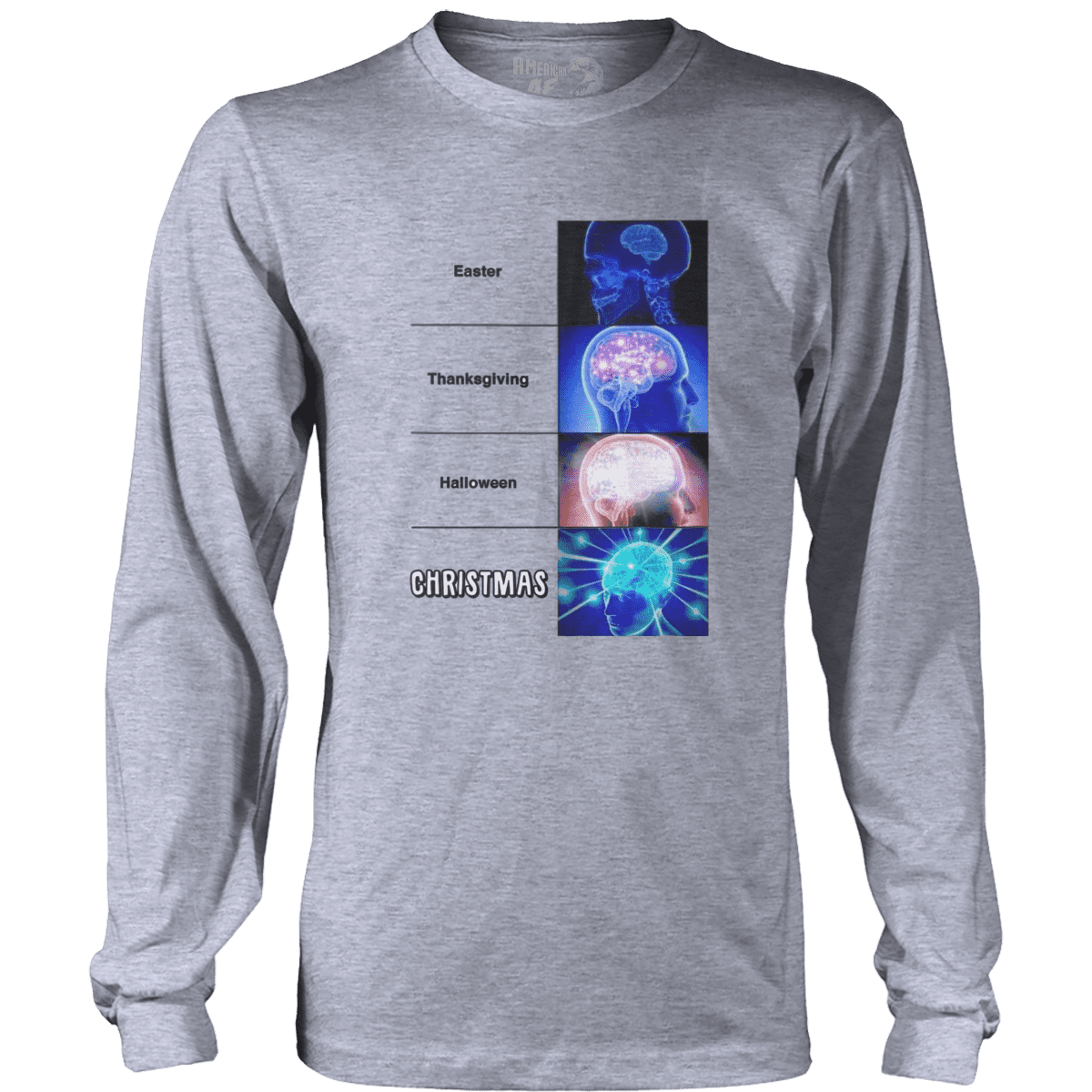 Raglan Mens Long Sleeve / Heather Gray / S Woke Brain - Meme