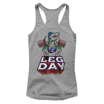 T-shirt Premium Ladies Racerback Tank / Heather Gray / XS Leg Day T-Rex (Ladies)