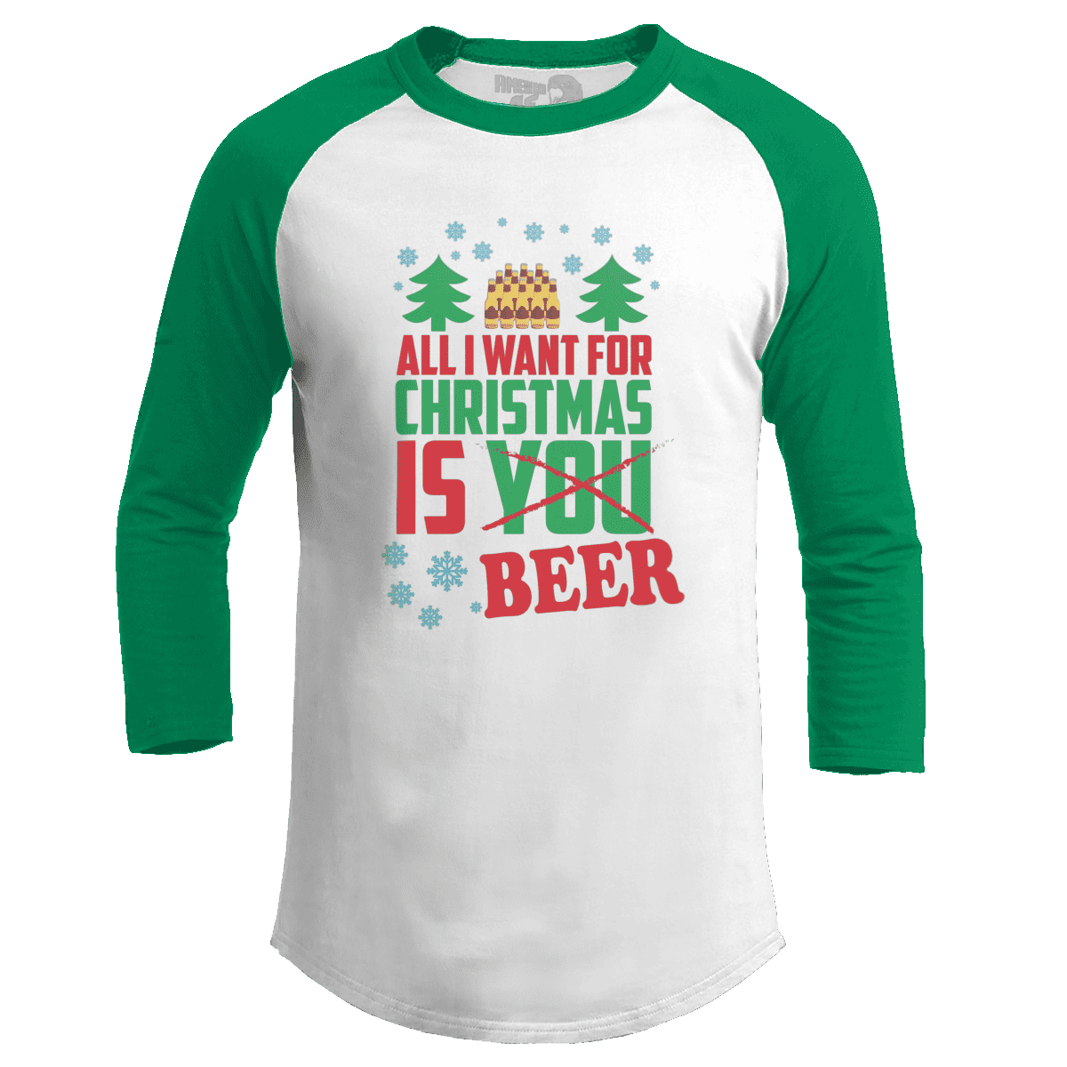 Raglan Raglan / White/Kelly Green / S All I Want is Beer