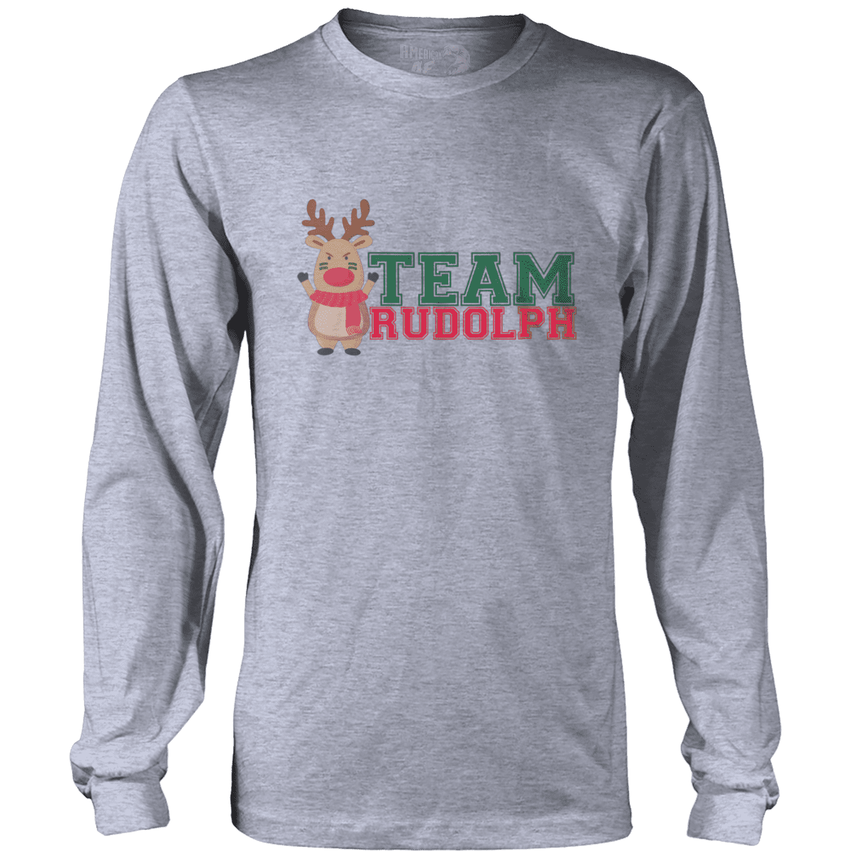 Raglan Mens Long Sleeve / Heather Gray / S Team Rudolph