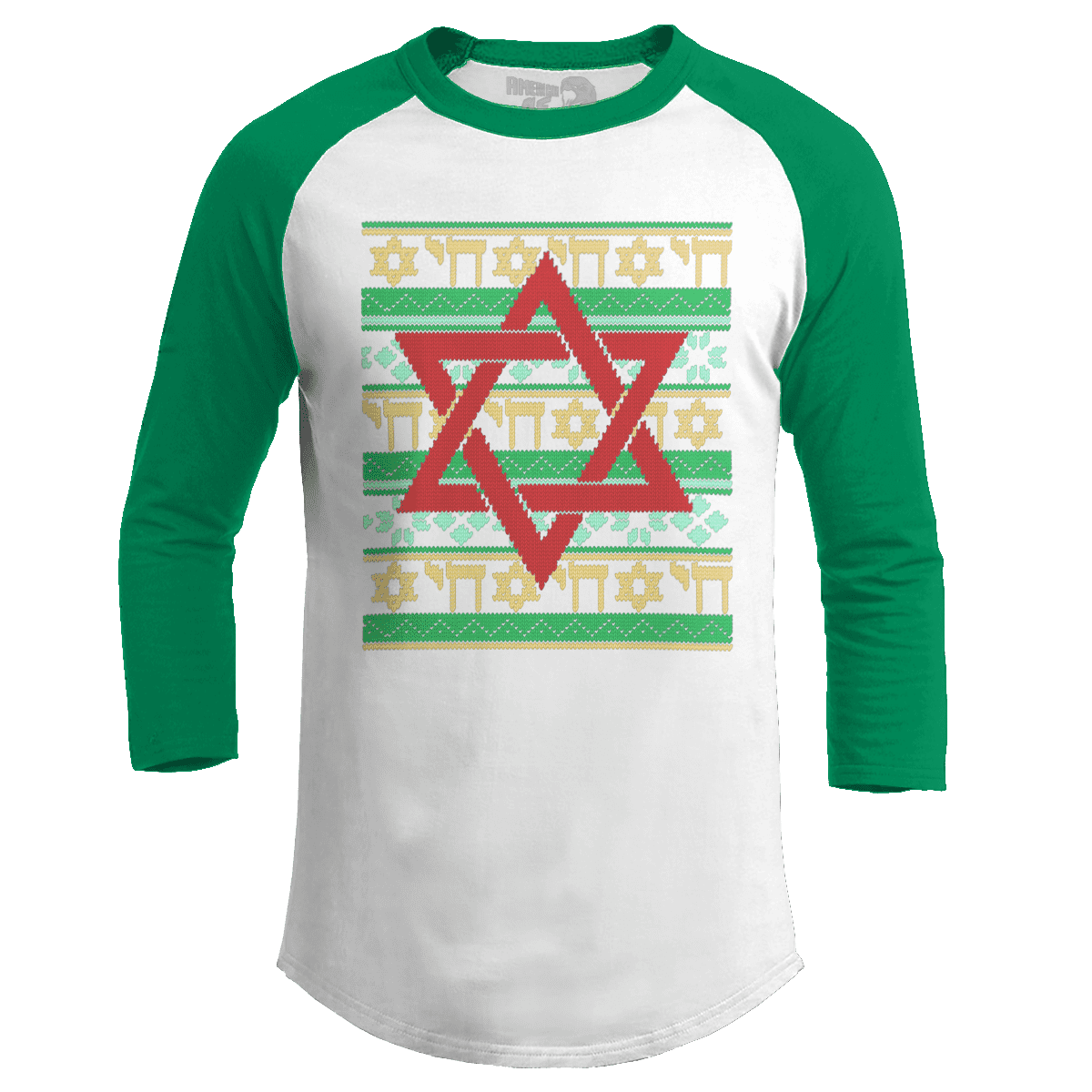 Raglan Raglan / White/Kelly Green / S Jewish Star