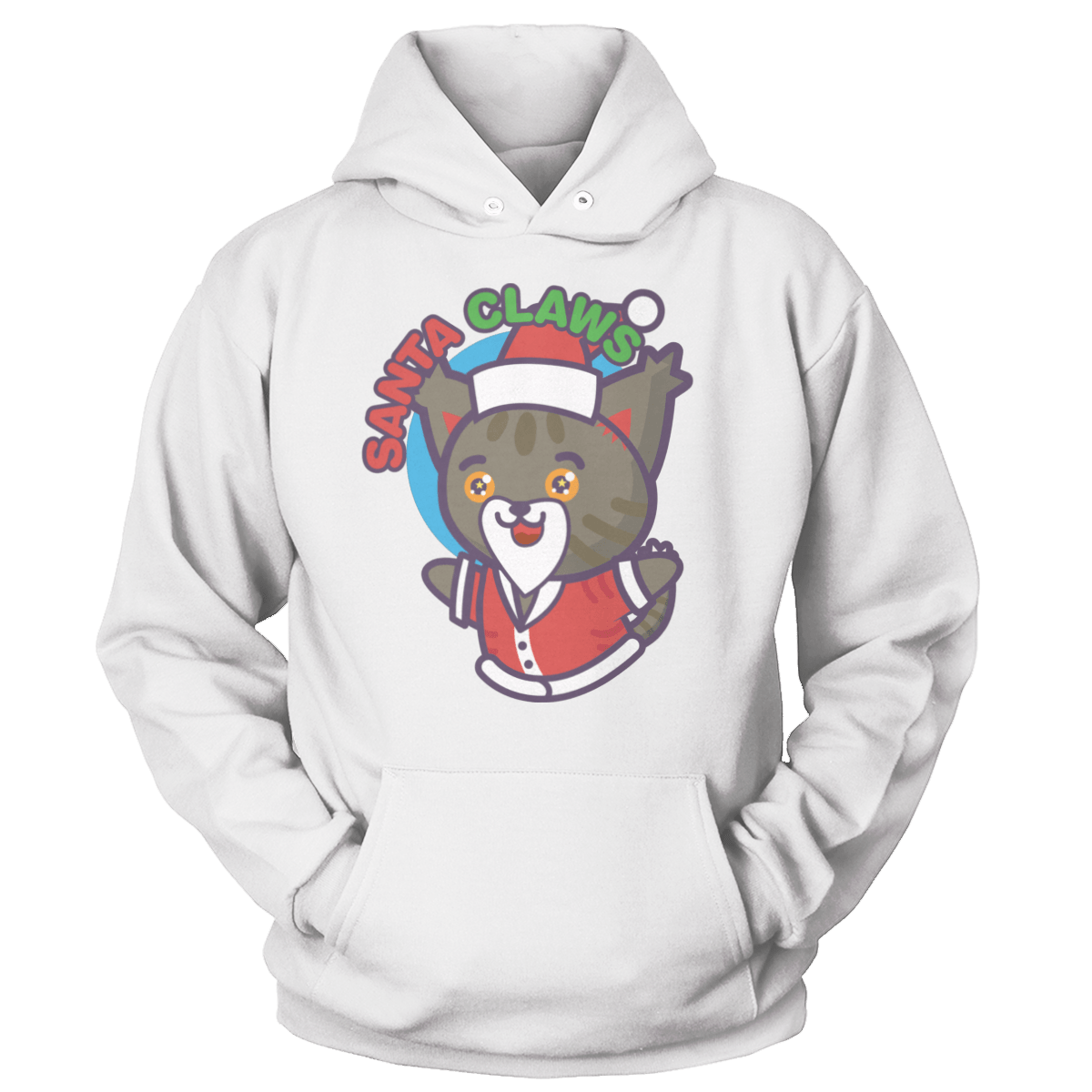Raglan Unisex Hoodie / White / S Santa Claws (Ladies)